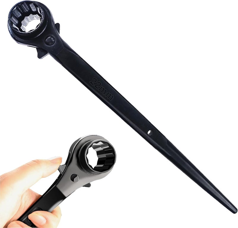 groword Reversible Ratcheting Wrench,Including 3/4",7/8" OR 19mm,22mm,12 Point Double Ended Socket Ratcheting Podger Scaffold Spud Wrench（Black） - Image 1